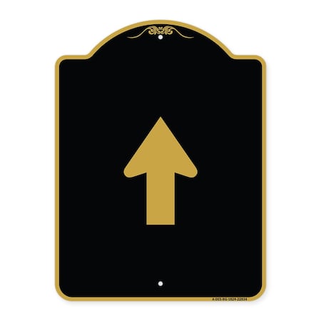 Straight Thru Sign-Straight Thru Symbol Sign, Black & Gold Aluminum Architectural Sign
